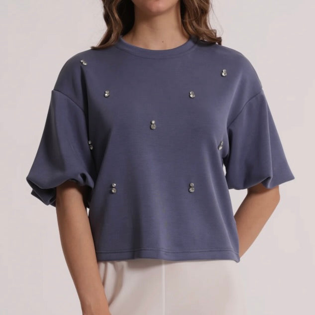 Mimì-Muà MAGLIA IN FELPA CON DETTAGLIO GIOIELLO