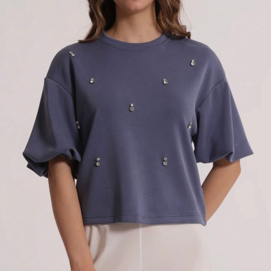 Mimì-Muà MAGLIA IN FELPA CON DETTAGLIO GIOIELLO