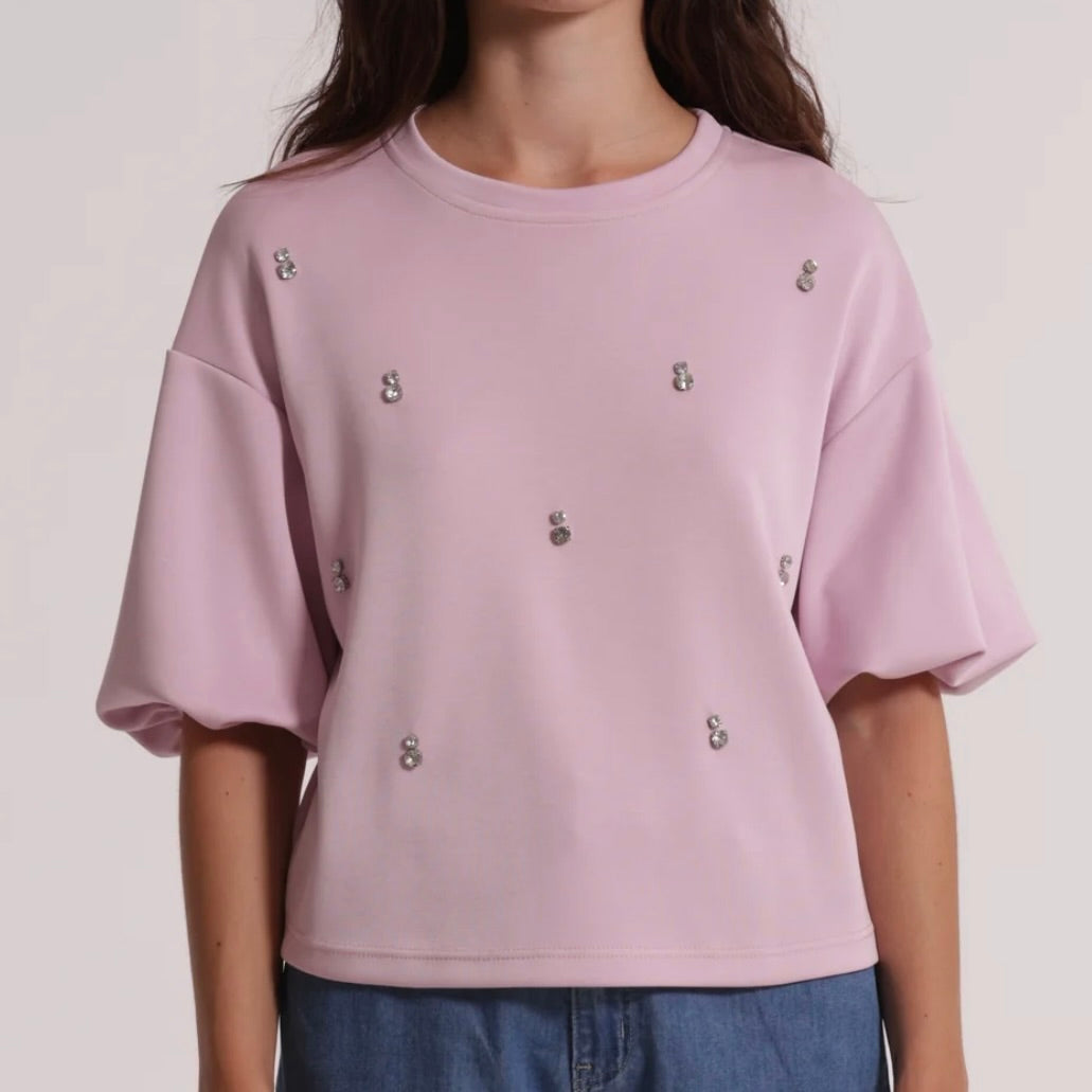 Mimì-Muà MAGLIA IN FELPA CON DETTAGLIO GIOIELLO