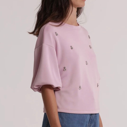 Mimì-Muà MAGLIA IN FELPA CON DETTAGLIO GIOIELLO