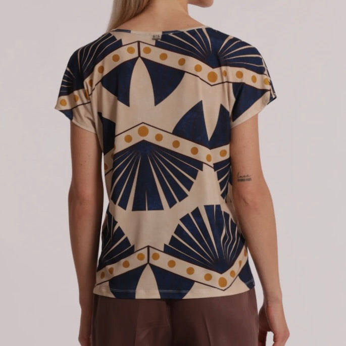 Mimì-Muà BLUSA A MANICHE CORTA IN ITY IN FANTASIA