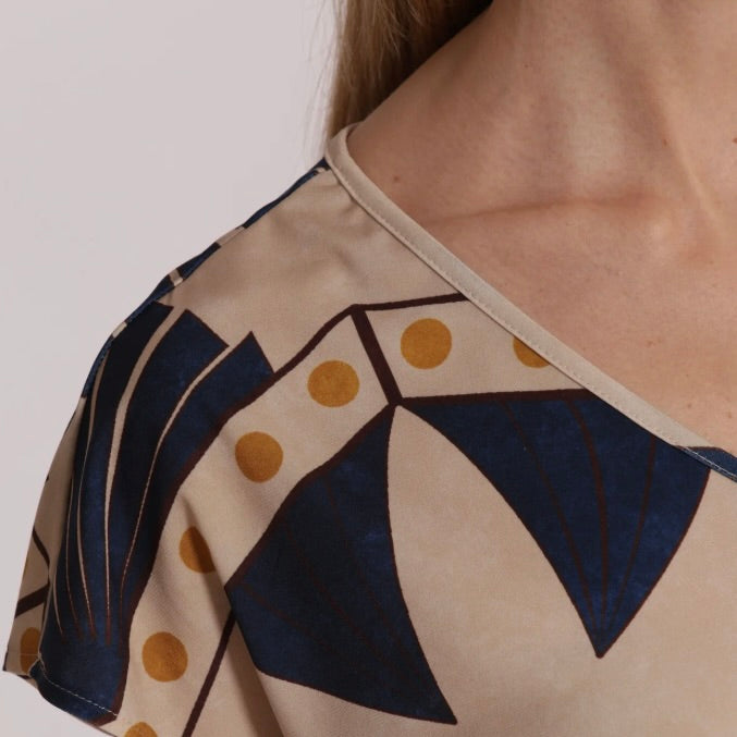 Mimì-Muà BLUSA A MANICHE CORTA IN ITY IN FANTASIA