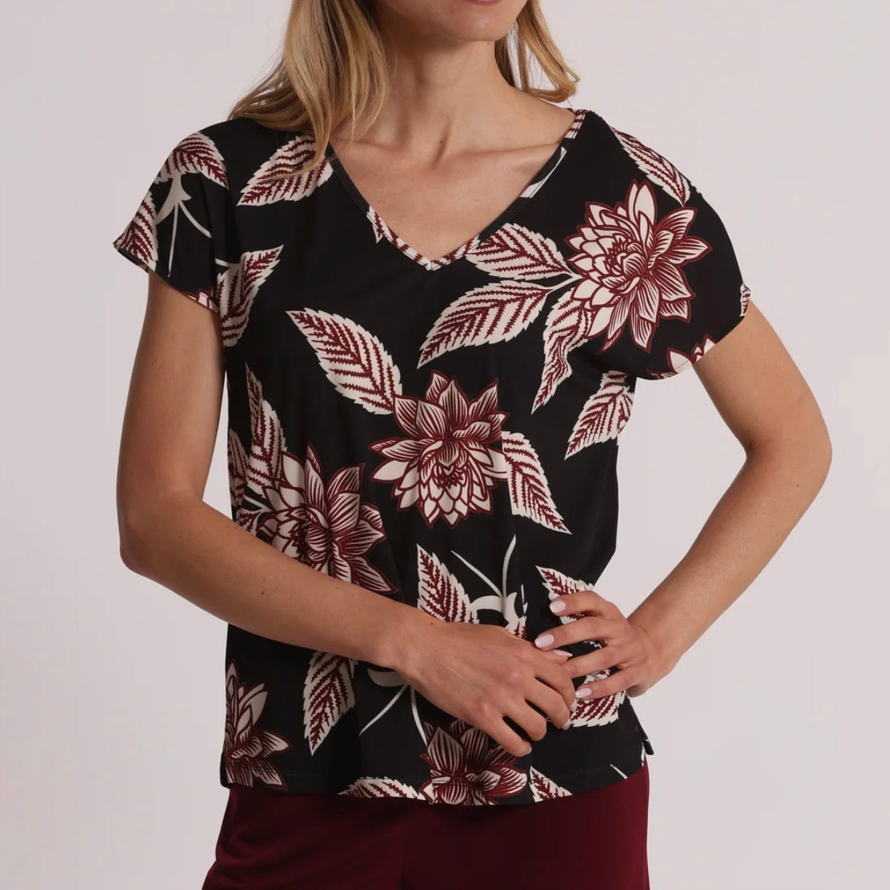 Mimì-Muà BLUSA A MANICHE CORTA IN ITY IN FANTASIA