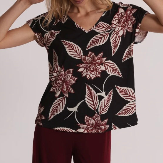 Mimì-Muà BLUSA A MANICHE CORTA IN ITY IN FANTASIA