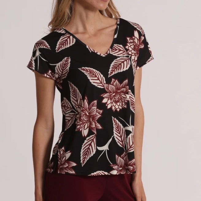 Mimì-Muà BLUSA A MANICHE CORTA IN ITY IN FANTASIA