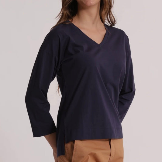 Mimì-Muà T-SHIRT BASIC CON RICAMO GATTO MANICHE LUNGHE