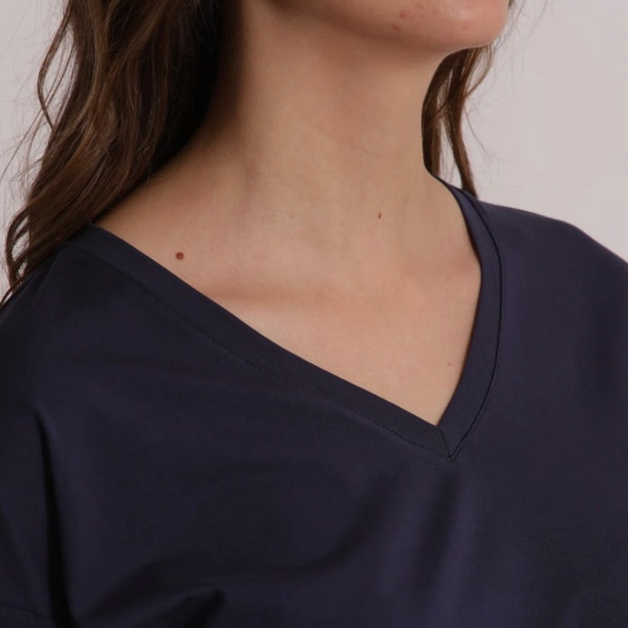 Mimì-Muà T-SHIRT BASIC CON RICAMO GATTO MANICHE LUNGHE
