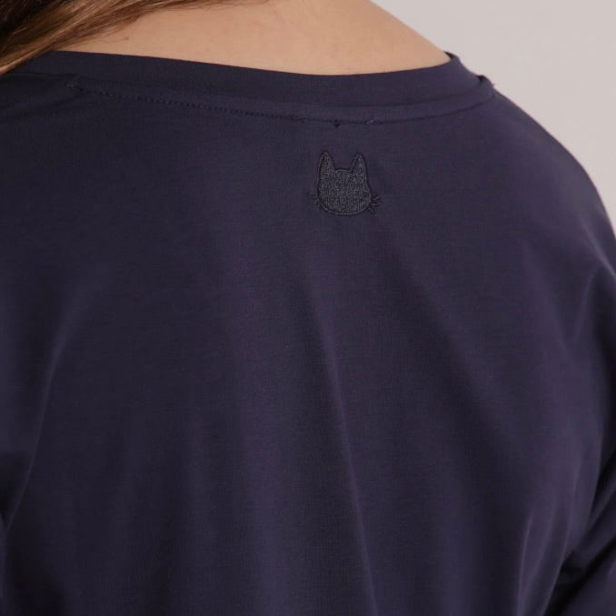 Mimì-Muà T-SHIRT BASIC CON RICAMO GATTO MANICHE LUNGHE