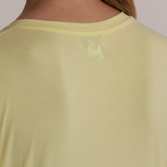 Mimì-Muà T-SHIRT BASIC CON RICAMO GATTO MANICHE LUNGHE