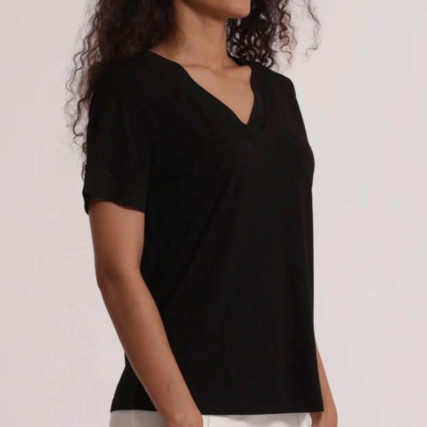 Mimì-Muà T-SHIRT SCOLLO A V CON DETTAGLI IN GEORGETTE
