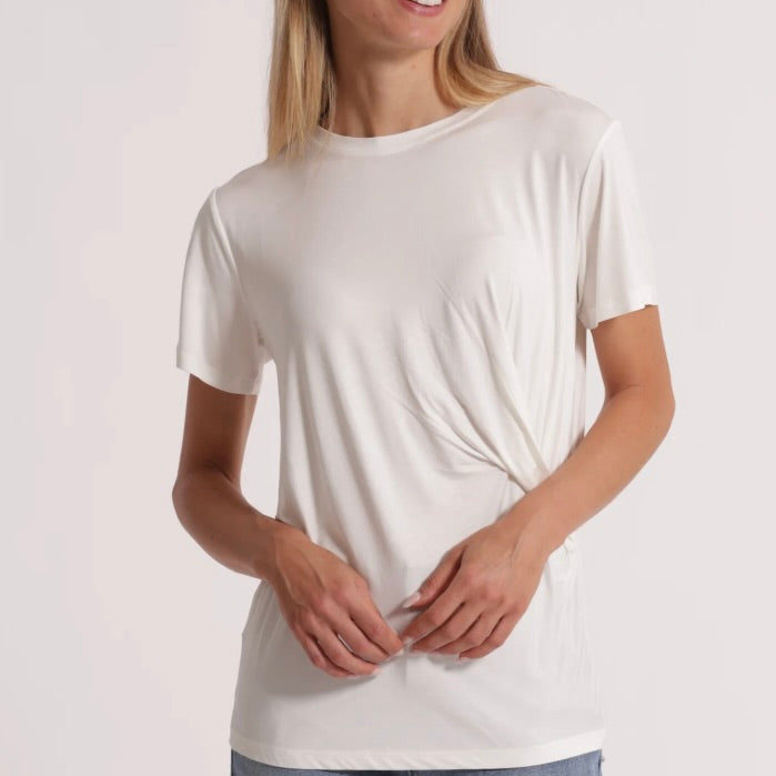 Mimì-Muà T-SHIRT MEZZE MANICHE CON ARRICCIO LATERALE