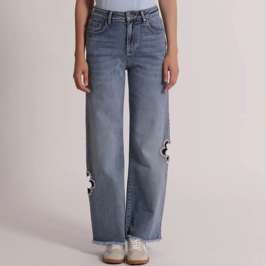Mimì-Muà JEANS MARINE CON CUT OUT GIOIELLO