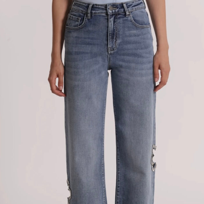 Mimì-Muà JEANS MARINE CON CUT OUT GIOIELLO