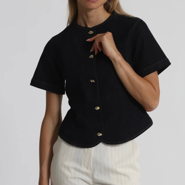 Mimì-Muà GIACCA IN DENIM CON BOTTONI ORO