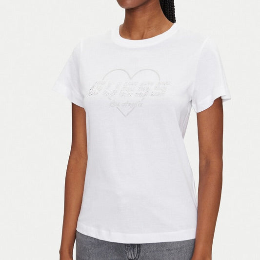 GUESS T-SHIRT CUORE+LOGO DI STRASS