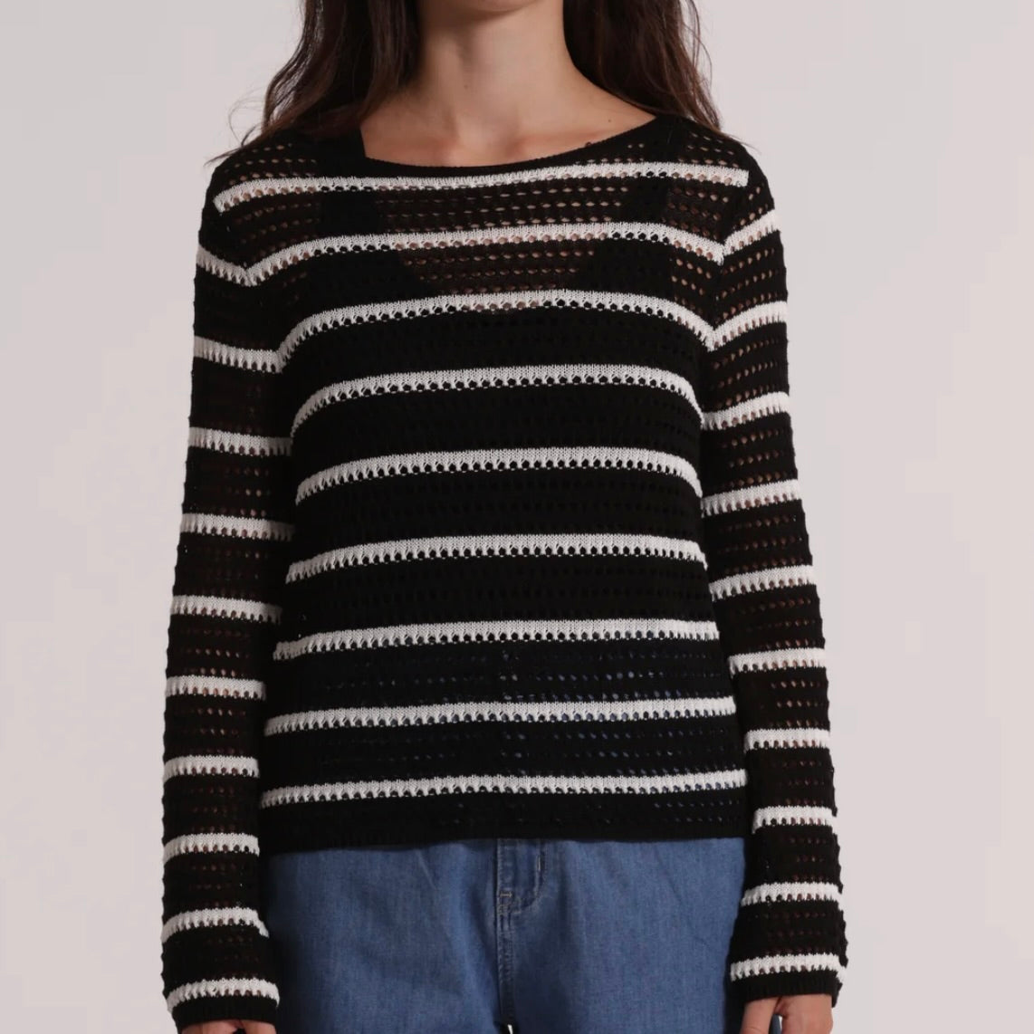 Mimì-Muà  MAGLIA TRAFORATA CON DETTAGLI BICOLOR