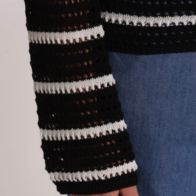 Mimì-Muà  MAGLIA TRAFORATA CON DETTAGLI BICOLOR