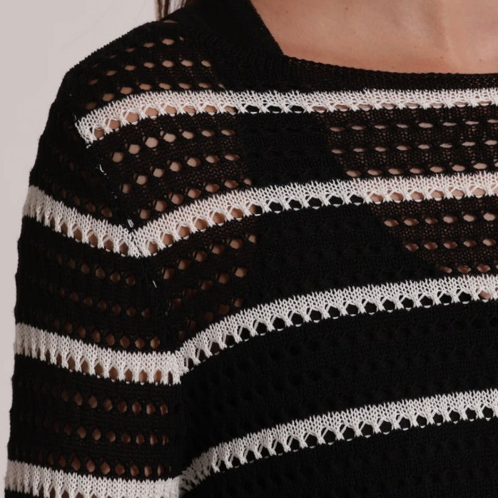 Mimì-Muà  MAGLIA TRAFORATA CON DETTAGLI BICOLOR